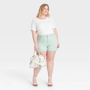 Women's Plus Size Midi Jean Shorts - Ava & Viv